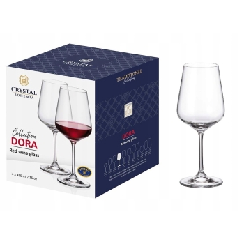 Bohemia Dora zestaw 4 kieliszków do wina czerwonego 450ml