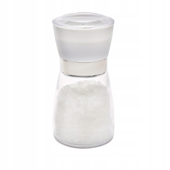 Szklany młynek ręczny do mielenia soli BIAŁY 170ml
