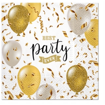 Serwetki papierowe 20szt Best party ever Złote Balony