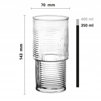 Zestaw 6 szklanek wysokich do napojów drinków Helen 400 ml