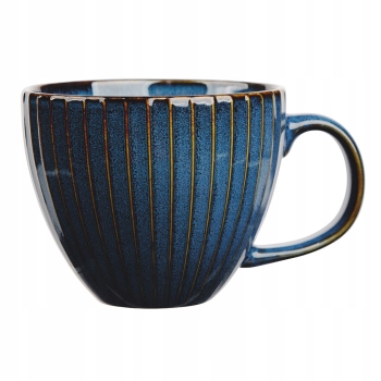 Filiżanka porcelanowa 450ml Retro Reactive stripes granatowa