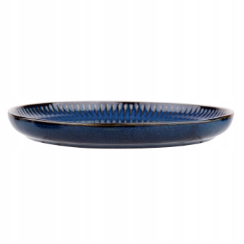 Talerz porcelanowy obiadowy 26 cm Retro Reactive stripes granatowy