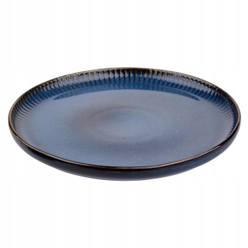 Talerz porcelanowy obiadowy 26 cm Retro Reactive stripes granatowy