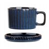 Filiżanka porcelanowa ze spodkiem 220ml Retro Reactive stripes granatowa