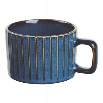 Filiżanka porcelanowa ze spodkiem 220ml Retro Reactive stripes granatowa
