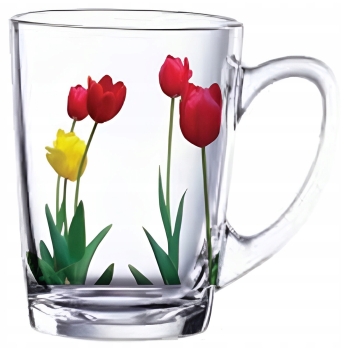 Kubek szklany 320ml New Morning kwiaty tulipany Luminarc