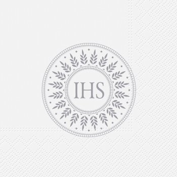 Serwetki papierowe 20szt komunijne IHS białe srebrne