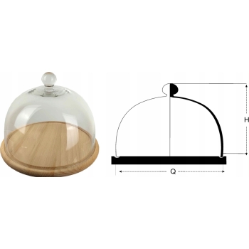 Szklany Pojemnik Na Ser Z Drewnianym Spodem Duży 28cm