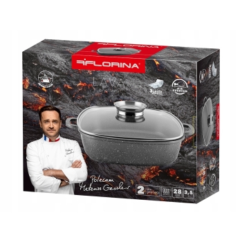 Brytfanna kwadratowa patelnia Lava z pokrywą Aroma 28cm Florina