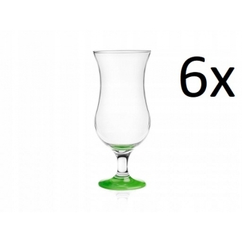 Komplet 6 kieliszków do koktajli drinków zielone dno 420 ml