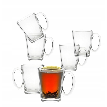 Zestaw 6 kubków szklanych do kawy z uchem Altom Design Leon 300 ml