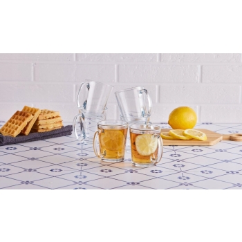Zestaw 6 kubków szklanych do kawy z uchem Altom Design Leon 300 ml