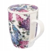 Kubek porcelanowy z zaparzaczem i pokrywką Bez Kwiaty 340ml
