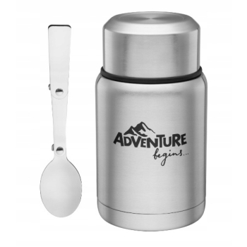 Termos obiadowy Pojemnik na obiad z łyżką Adventure srebrny 0,5l