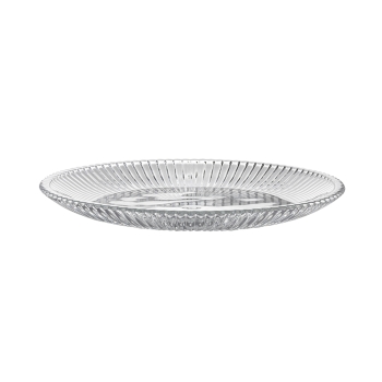 Szklany talerz do ciasta ozdobny 25,4 cm ryflowany w prążki Rimini