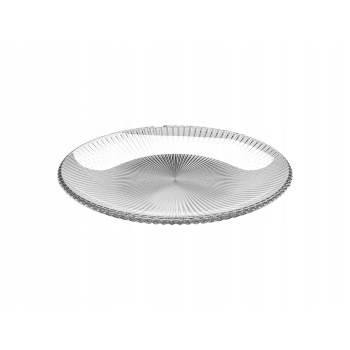 Szklany talerz do ciasta ozdobny 25,4 cm ryflowany w prążki Rimini
