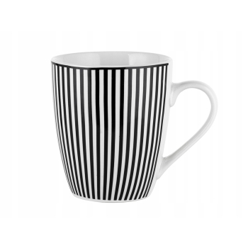 Kubek porcelanowy 350ml Astec czarne białe Paski
