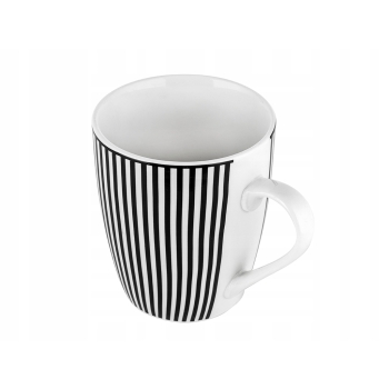 Kubek porcelanowy 350ml Astec czarne białe Paski