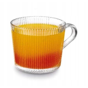 Kubek szklany szeroki filiżanka w prążki Adrio 420ml Florina