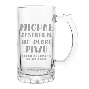 Personalizowany kufel do piwa z grawerem Prezent na dzień chłopaka 500ml