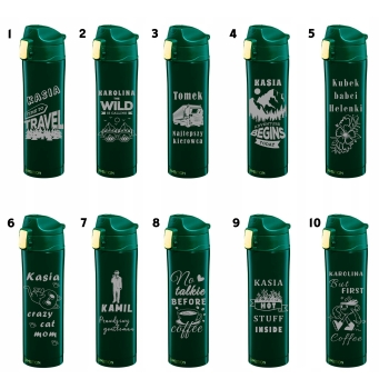 Personalizowany kubek termiczny z grawerem 420ml zielony Dzień Kobiet, Matki, Babci I Dziadka