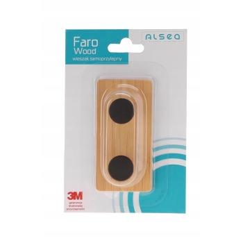 Wieszak Podwójny Samoprzylepny Faro Wood Bambus