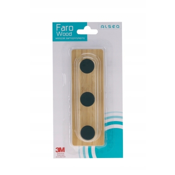 Wieszak Potrójny Samoprzylepny Faro Wood Bambus