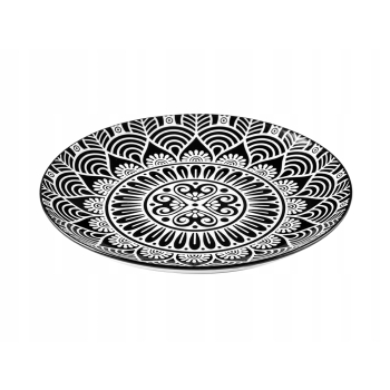 Talerz porcelanowy deserowy 20 cm Astec czarne białe wzory