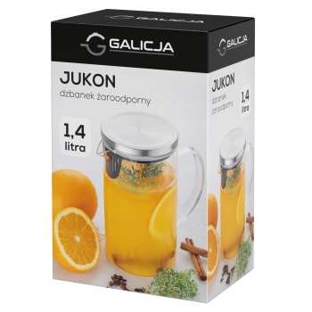 Dzbanek szklany żaroodporny z pokrywką Jukon 1,4l Galicja