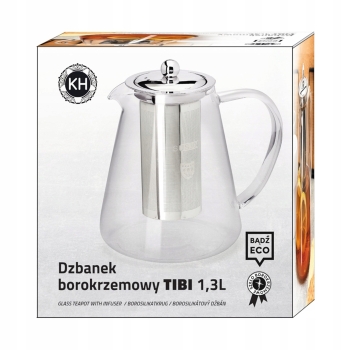 Szklany dzbanek z metalowym zaparzaczem Tibi 1,3l Konighoffer