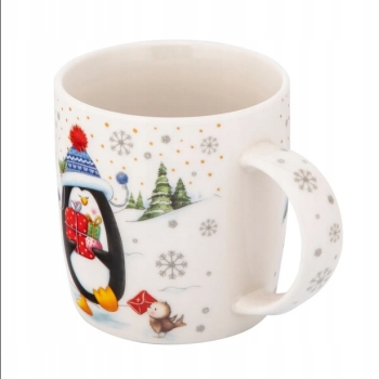 Kubek porcelanowy zimowy 400ml Pingwinek w pudełku