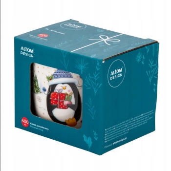 Kubek porcelanowy zimowy 400ml Pingwinek w pudełku