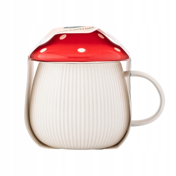 Kubek Ceramiczny 370ml W Kształcie Grzybka z pokrywką Pod Kapeluszem