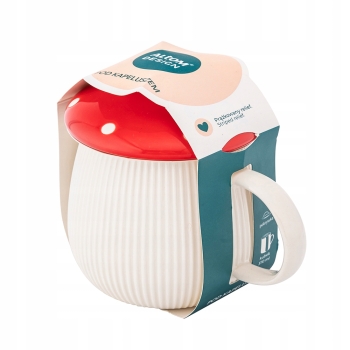 Kubek Ceramiczny 370ml W Kształcie Grzybka z pokrywką Pod Kapeluszem