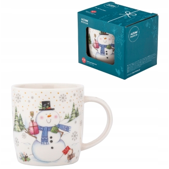 Kubek porcelanowy zimowy 400ml Bałwanek w pudełku
