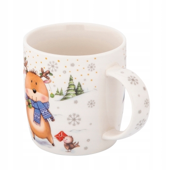 Kubek porcelanowy zimowy 400ml Renifer w pudełku