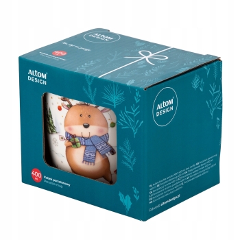 Kubek porcelanowy zimowy 400ml Renifer w pudełku