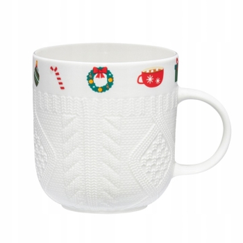 Kubek Porcelanowy w sweterku Scarf biały Ambition 360ml