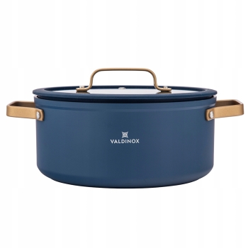 Garnek ze złotymi uchwytami granatowy non Stick Valdinox Giovanni 24cm 5l