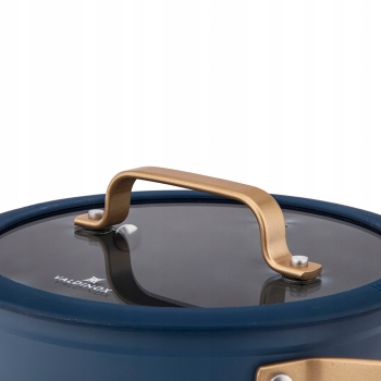 Garnek ze złotymi uchwytami granatowy non Stick Valdinox Giovanni 24cm 5l