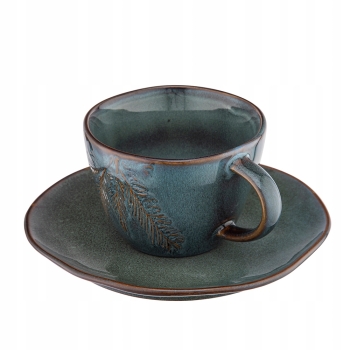 Filiżanka ceramiczna do kawy herbaty ze spodkiem Sosnowy Las 220 ml