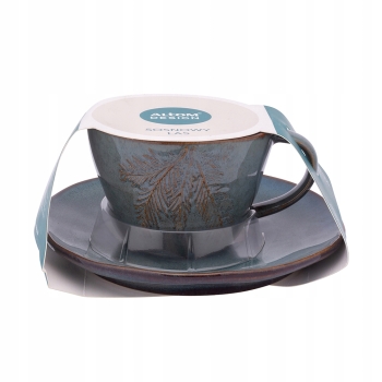 Filiżanka ceramiczna do kawy herbaty ze spodkiem Sosnowy Las 220 ml