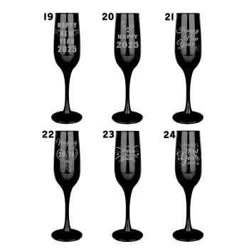 Czarny Kieliszek Z Grawerem Do Szampana 200ml 1szt. Sylwester Nowy Rok logo
