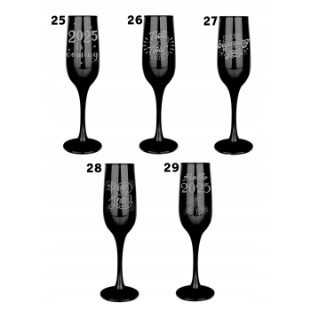 Czarny Kieliszek Z Grawerem Do Szampana 200ml 1szt. Sylwester Nowy Rok logo