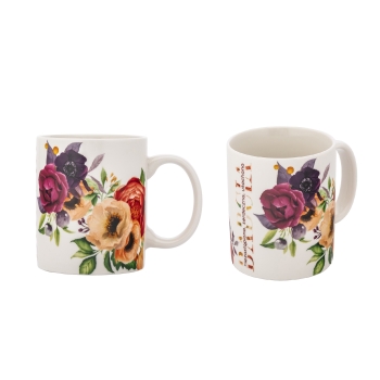 Kubek porcelanowy 350ml w kwiaty Maki niezastąpiona ukochana Babcia