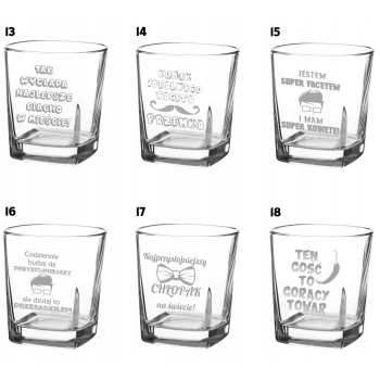 Zestaw 2 szklanek do whisky grawer imię logo 250ml urodziny Babci Dziadka