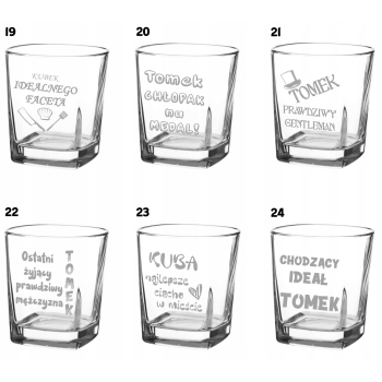 Zestaw 2 szklanek do whisky grawer imię logo 250ml urodziny Babci Dziadka