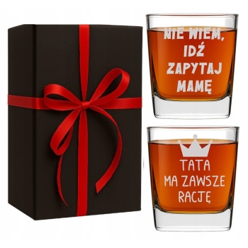 Zestaw 2 szklanek do whisky grawer imię logo 250ml urodziny Babci Dziadka
