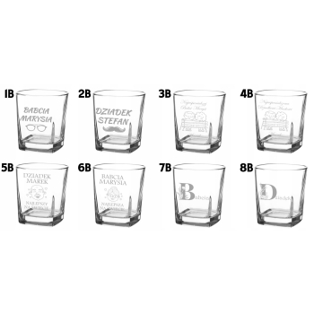 Zestaw 2 szklanek do whisky grawer imię logo 250ml urodziny Babci Dziadka