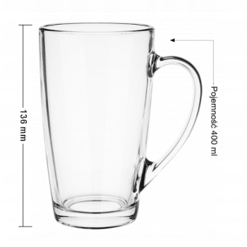 Kubek Szklany Z Uchem Alex 400ml